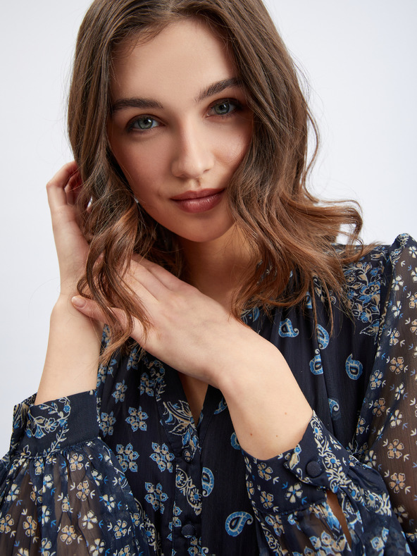 Orsay ORSAY sötétkék mintás női midiruha