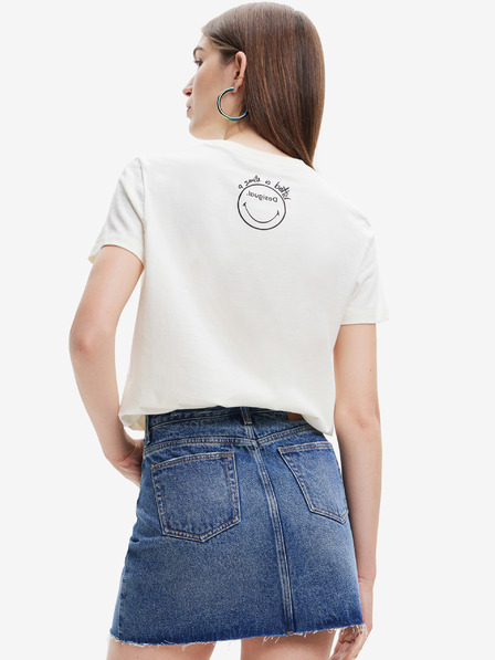 Desigual Fehér Desigual Margarita Smiley női póló