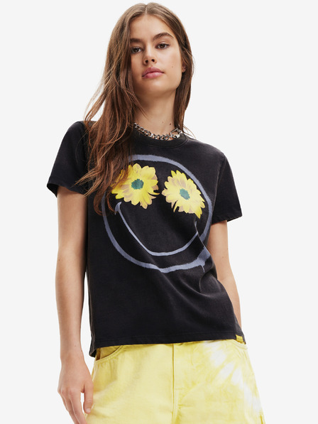 Desigual Fekete Desigual Margarita Smiley Smiley női póló