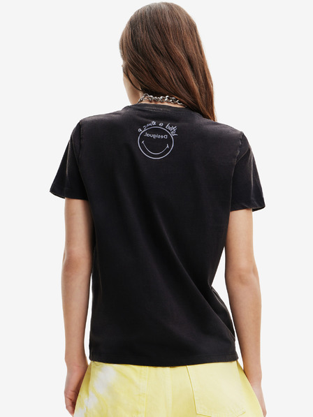 Desigual Fekete Desigual Margarita Smiley Smiley női póló