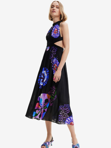 Desigual Fekete női Desigual Sandy mintás ruha Desigual Sandy