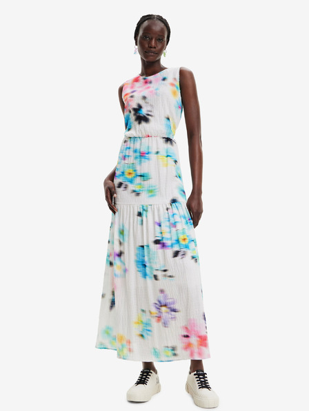 Desigual Fehér női mintás ruha Desigual Avinyon Desigual női ruha