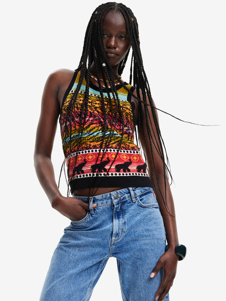 Desigual Fekete női mintás felső Desigual Xenia női póló