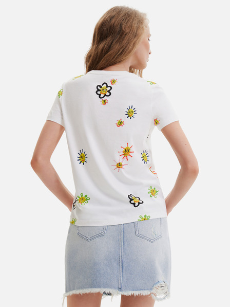 Desigual Fehér női nyomtatott póló Desigual Margapepo