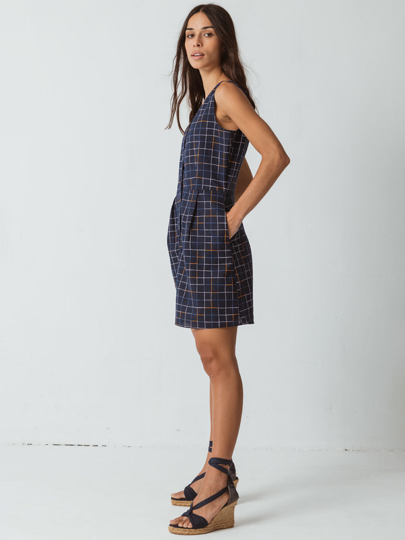 SKFK SKFK Leize Sötétkék női kockás ruha