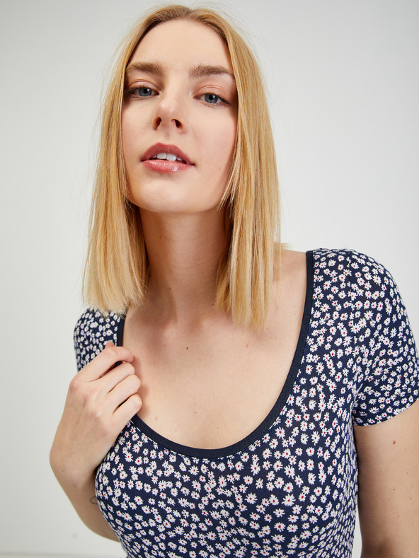 Orsay ORSAY sötétkék virágmintás női póló