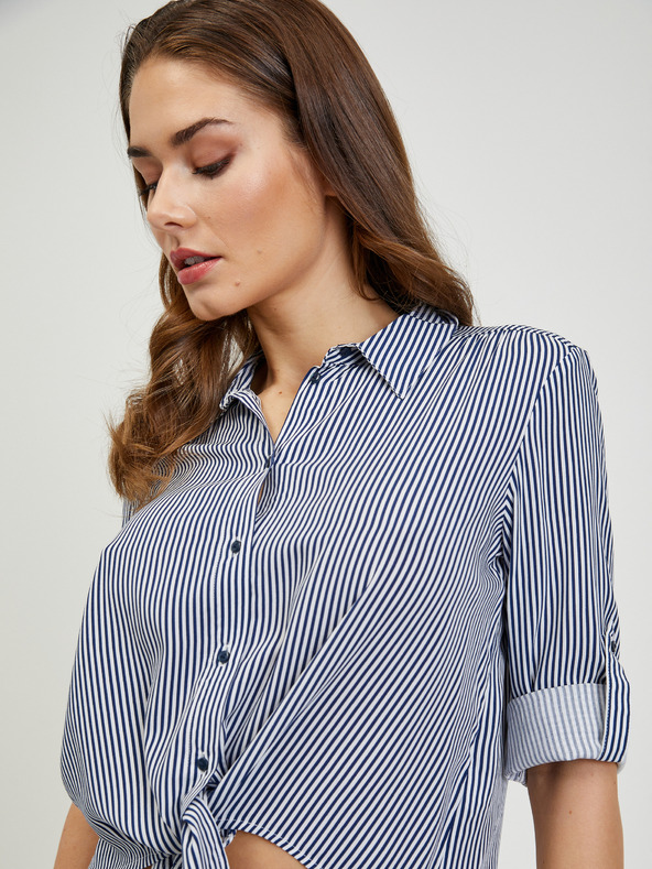 Orsay ORSAY fehér-kék csíkos női blúz csomóra kötve
