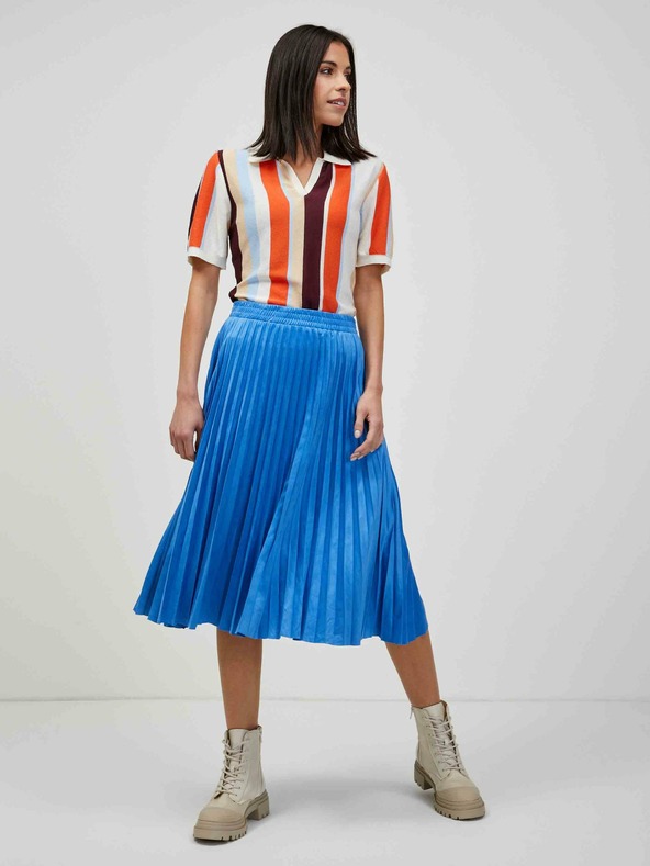 Orsay ORSAY narancssárga csíkos könnyű rövidujjú pulóver