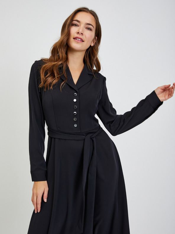 Orsay ORSAY fekete női ruha megkötős övvel