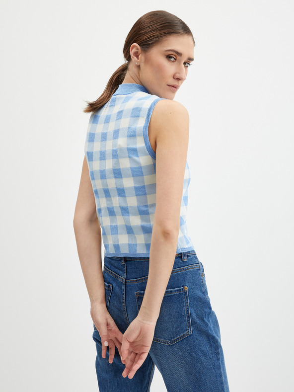 Orsay ORSAY fehér-kék kockás női felső