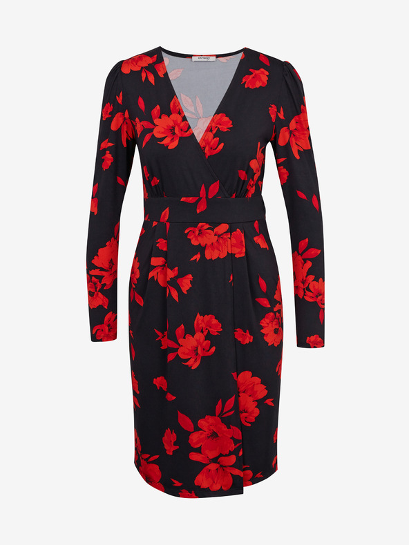 Orsay ORSAY piros-fekete virágmintás női póló