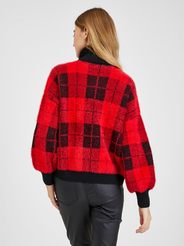 Orsay ORSAY fekete-piros kockás női pulóver