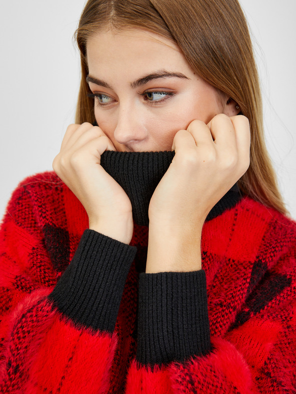 Orsay ORSAY fekete-piros kockás női pulóver