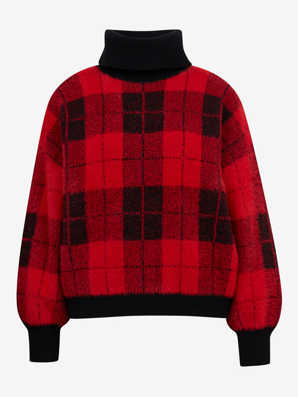 Orsay ORSAY fekete-piros kockás női pulóver