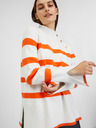 Orsay ORSAY narancsszín-fehér csíkos női pulóver