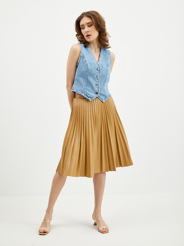 Orsay ORSAY világosbarna műbőr plisszírozott női szoknya