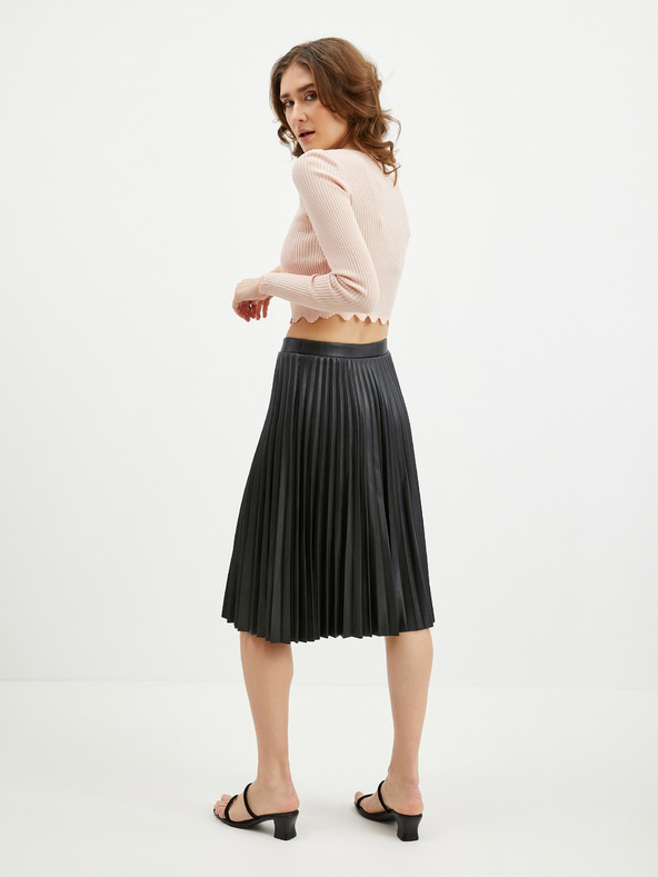 Orsay ORSAY fekete műbőr plisszírozott női szoknya