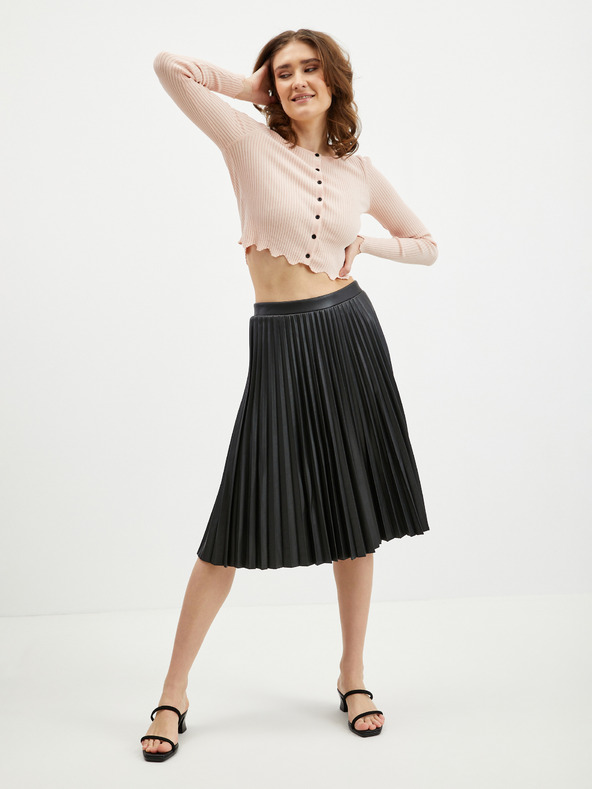 Orsay ORSAY fekete műbőr plisszírozott női szoknya