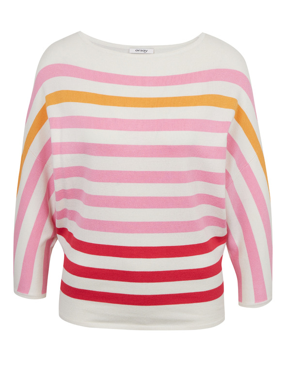 Orsay Rózsaszín-krémszínű csíkos női pulóver ORSAY