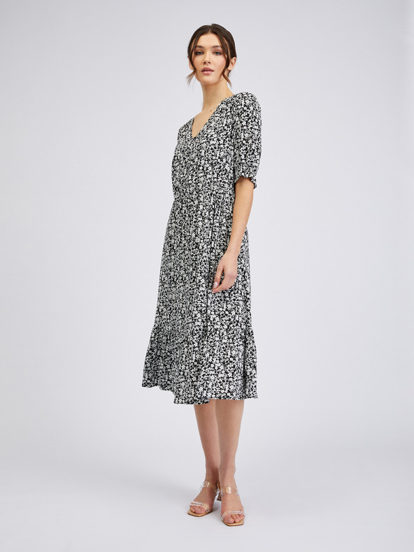 Orsay ORSAY fehér-fekete virágmintás női ruha