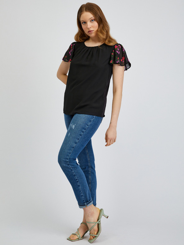 Orsay ORSAY fekete mintás női póló