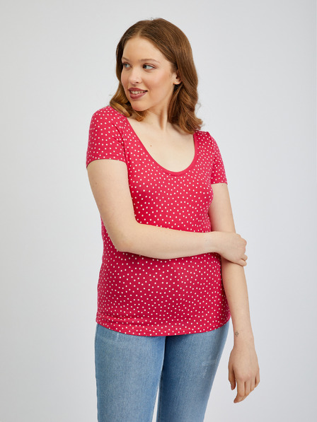 Orsay ORSAY sötétrószaszín pöttyös női póló