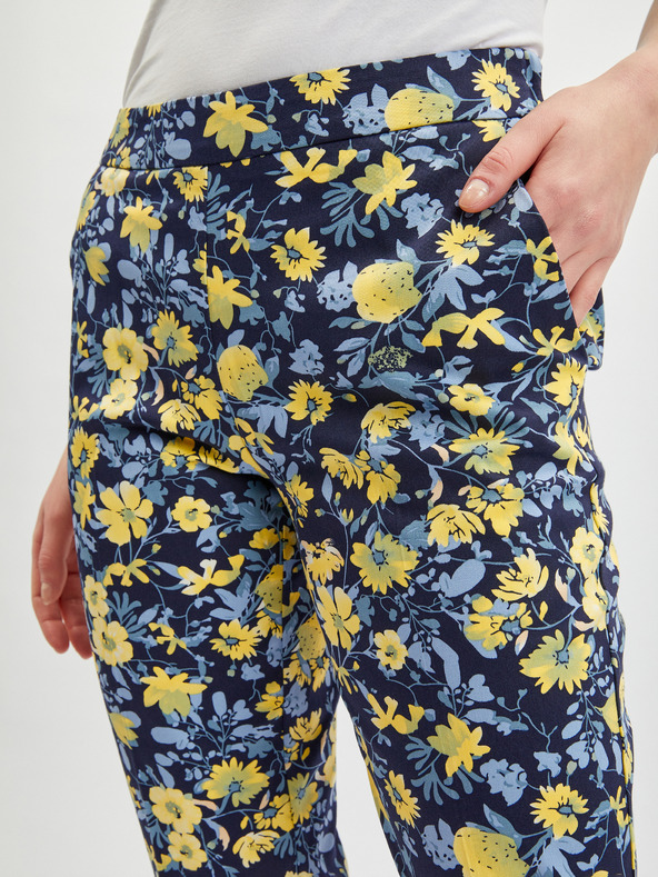 Orsay ORSAY sárga-kék virágmintás rövidített női nadrág