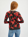 Orsay ORSAY piros-fekete virágmintás női kapucnis póló