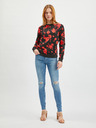 Orsay ORSAY piros-fekete virágmintás női kapucnis póló