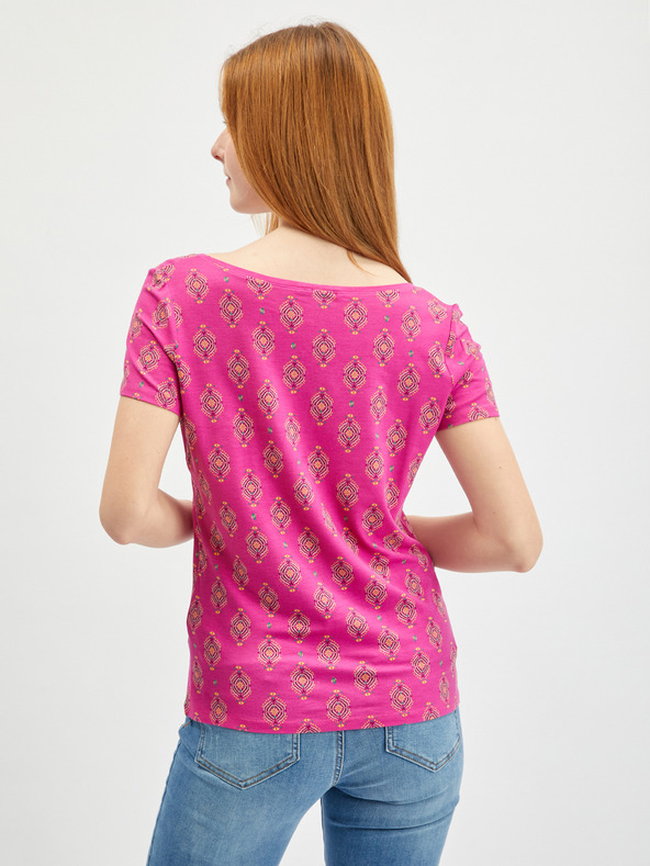 Orsay ORSAY sötétrózsaszín mintás női póló