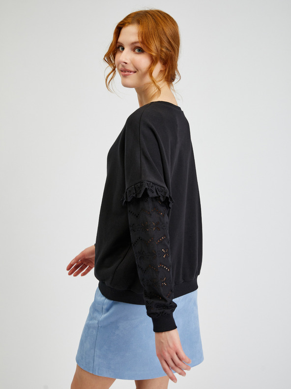Orsay ORSAY fekete női pulóver díszes ujjakkal