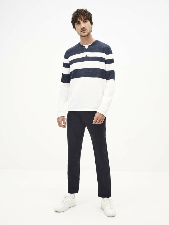 Celio Fehér és kék férfi csíkos pulóver Celio