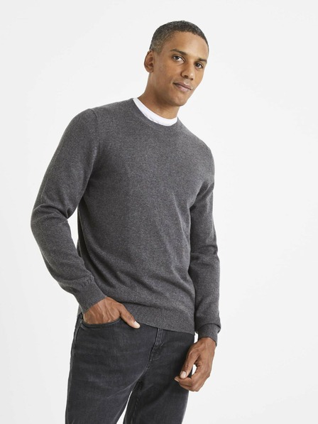 Celio Szürke férfi basic pulóver Celio