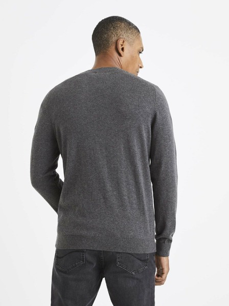 Celio Szürke férfi basic pulóver Celio