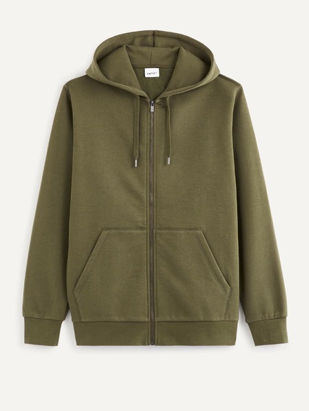 Celio Khaki színű férfi kapucnis pulóver Celio