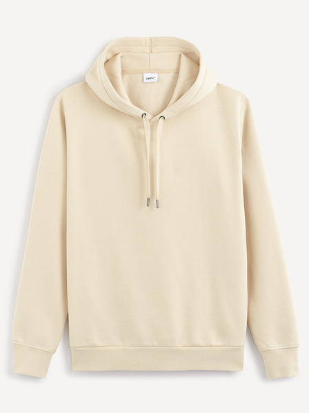 Celio Bézs színű férfi basic kapucnis pulóver Celio