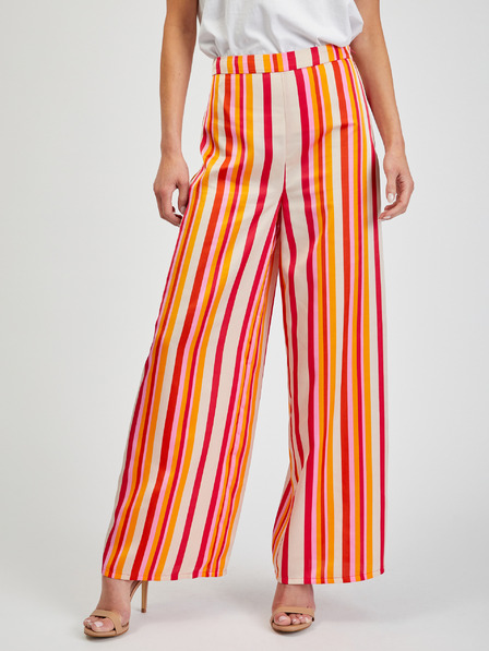 Orsay ORSAY piros és sárga női csíkos széles nadrág ORSAY