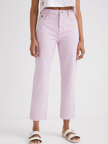 Desigual Világos rózsaszín női Desigual Lena vágott bootcut farmernadrág