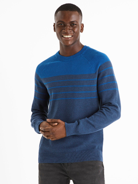 Celio Kék férfi csíkos pulóver Celio Depicray