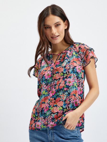 Orsay ORSAY piros-fekete virágmintás női blúz