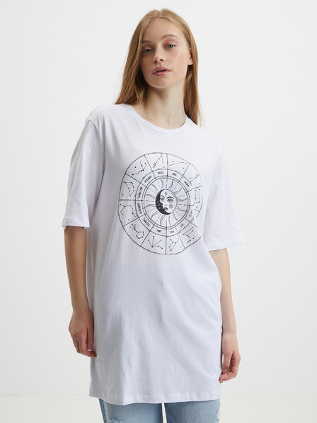 Noisy May Noisy May Zodiac Fehér női hosszú túlméretezett póló