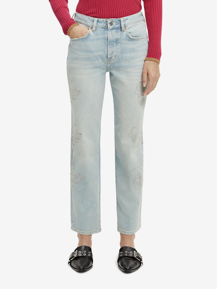 Scotch & Soda Világoskék, női kiégett, egyenes szabású farmernadrág Scotch & Soda