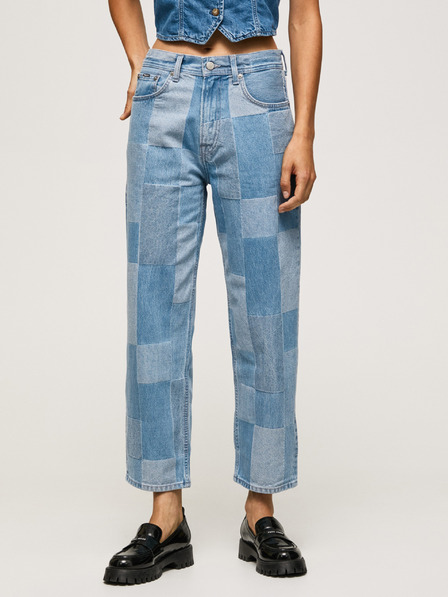 Pepe Jeans Kék női kivágott egyenes szabású farmer Pepe Jeans Dover Weave kék női farmernadrág