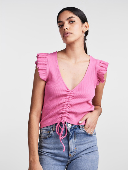 Pieces Rózsaszín női crop top T-shirt Pieces Tegan