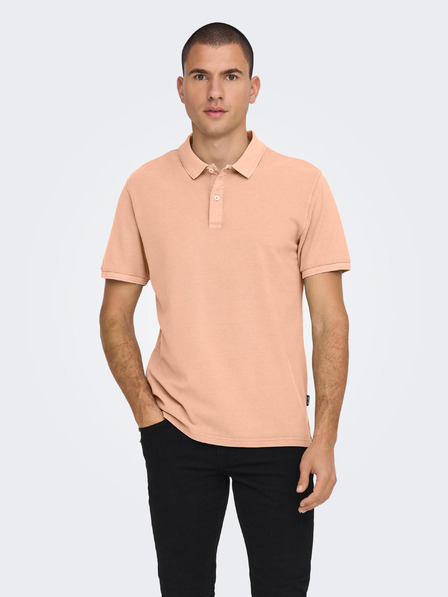 ONLY & SONS Sárgabarack színű férfi alap póló ONLY & SONS Travis