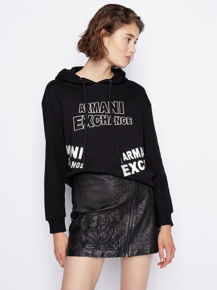 Armani Exchange Fekete női kapucnis pulóver Armani Exchange