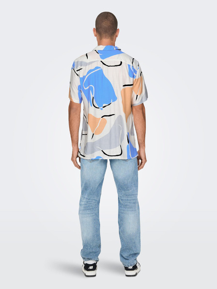 ONLY & SONS Krémszínű férfi mintás rövid ujjú ing ONLY & SONS Dab