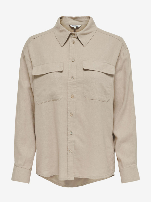 ONLY Bézs női lenvászon ing ONLY Caro