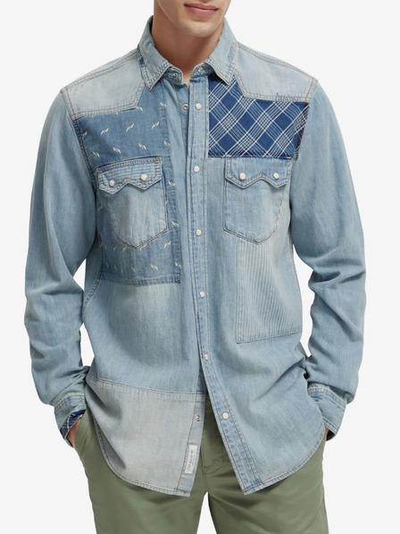 Scotch & Soda Világoskék férfi farmer mintás ing Scotch & Soda