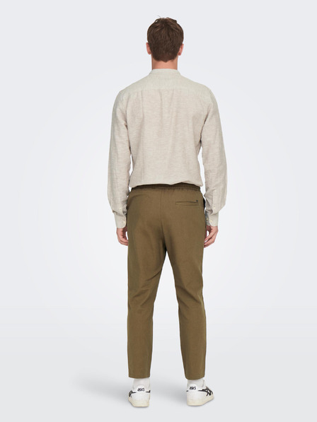 ONLY & SONS Barna férfi lenvászon keverék nadrág ONLY & SONS Linus Linus
